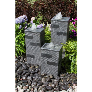 Real Stone Fountains ABHF60K Polished Block Towers Fountain Kit Fountain Blue Thumb